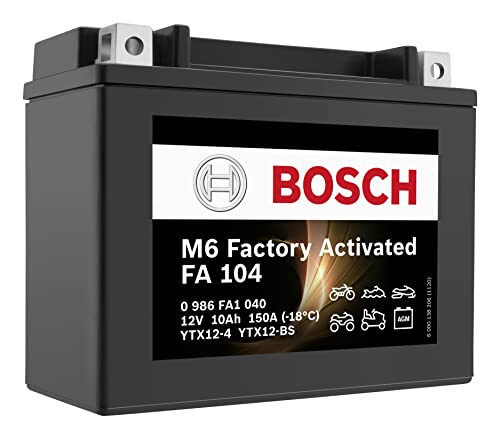 Batería de moto BOSCH YTX12-BS, 10 Ah, 150 A, con tecnología AGM, batería de arranque a prueba de ciclos, sin mantenimiento