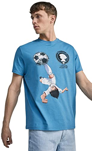 Springfield Camiseta Capitán Tsubasa, Camiseta Hombre, Azul Medio (Medium Blue), M