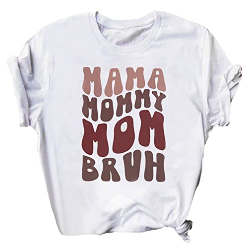 Camiseta de manga corta para mujer, informal, para el Día de la Madre, para mujer, para verano, de manga corta, para verano, marrón, XXXXL