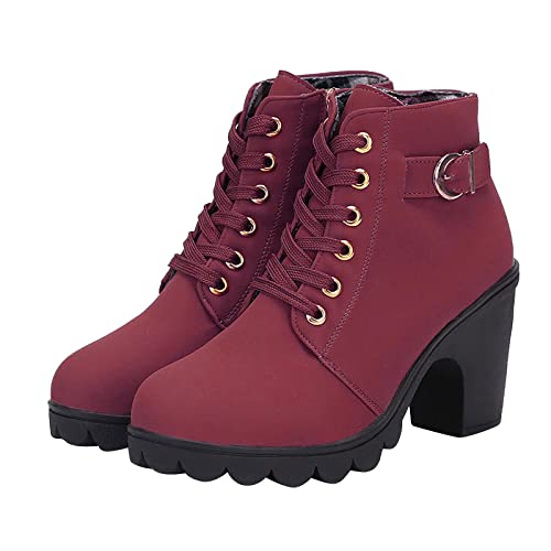 2022 Botines Cordones Mujer Zapatos de Cuña Botas de de tacón alto Agua Tacon Ancho Moda Otoño Invierno Comodos Botas de Nieve Antideslizante Impermeable Boots cremallera cordón vintage fiesta