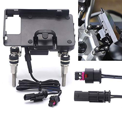 MNBHD Motorradabdeckung und Leisten Manillar Teléfono móvil Soporte de navegación Teléfono USB Carga Ajuste para BMW F750GS F800GS F700GS F850GS R1200R 12mm Motorrad-Zubehör (Color : A)