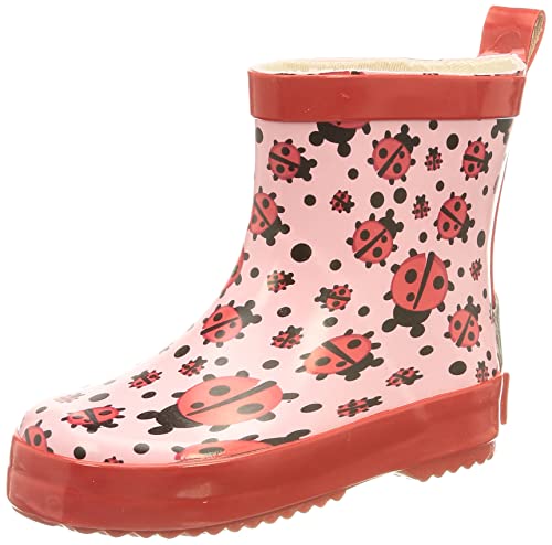 Playshoes Bota de Agua Mariquitas, Botas de Goma de Caucho Natural, Unisex niños, Multicolore (Pink/Red), 25 EU