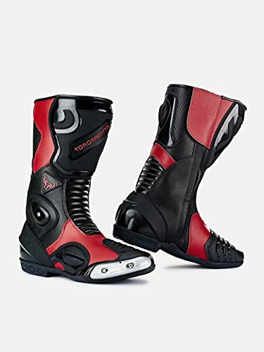 Toro Racing Botas cuero/piel circuito ASSEN - Rojo/Negro - Moto