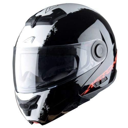 Astone Helmets - RT800 graphic exclusive STRIPES - Casque de moto modulable - Casque de moto 2 en 1 - Casque polyvalent route et ville - Casque en polycarbonate - black white XS