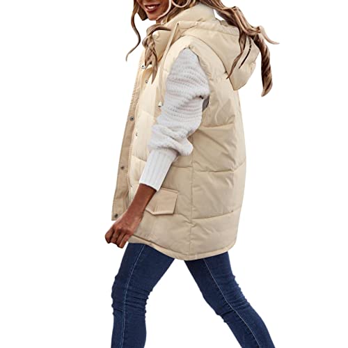 Dasongff Chaleco de mujer sin mangas otoño – Chaqueta para mujer Legere Abrigo de invierno para mujer cálido chaqueta de moto barata chaqueta parka mujer primavera cardigan largo invierno, A-beige., M