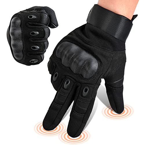 COTOP Guantes de Moto Hombre,Guantes de Pantalla Táctil de Dedo Completo de Nudillos Duros,Guante de Ciclismo Antideslizantes para Motocicleta MTB ATV Motocross Caza Escalada Cámping