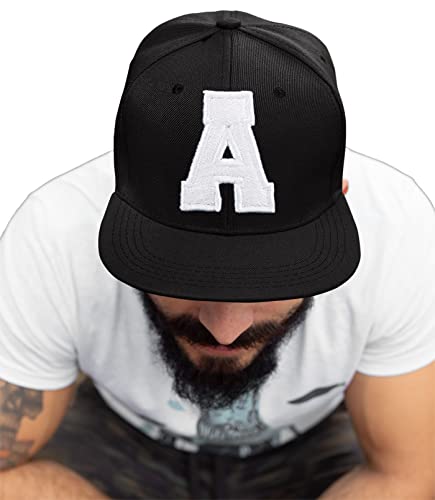 4sold - Gorra en negro/blanco con letras A a Z, Hombre, cap-26, A, talla única