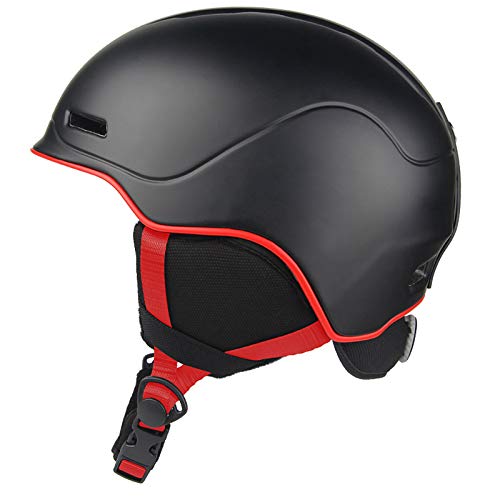 JFF Casco De Esquí para Ciclismo, Invierno, Nieve, Snowboard, Casco De Esquí, Compatible con Gafas De Esquí para Esquiar, Unisex, Ciclismo, Escalada,Negro