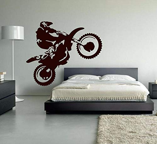 Motocross vinilo pared calcomanía motocicleta Moto pared arte Dirt Bike deportes cartel Mural vinilo fondo pegatina Mural 56x65cm