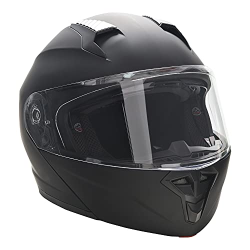 HOMCOM Casco de Moto Integral Talla XL-61-62 cm Casco de Motocicleta con Doble Visera Cabezal Anticolisión y Ventilaciones con Certificación Europea Unisex Color Negro