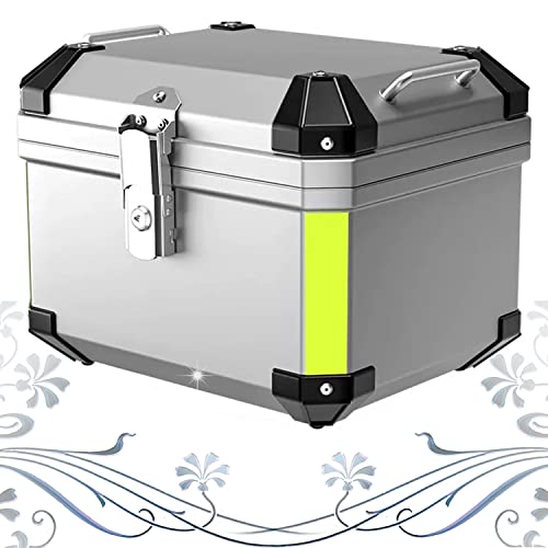 WNANCH 57L 45L Gran Capacidad Baúl De Moto, Caja De Moto para 2 Cascos Portacascos, 10 Kg De Carga, Topcase Maletero De Moto (Color : Plata, Size : 57L)