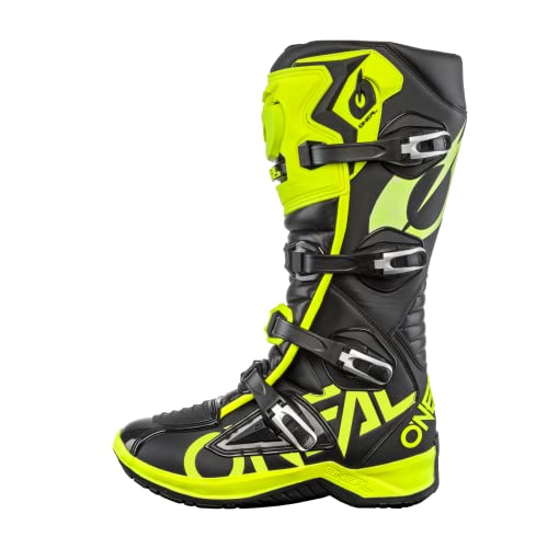 O'NEAL | Botas de Motocross | Motocicleta de Enduro | Suela Antideslizante para Máximo Agarre, Zona del Talón Ergonómica, Forro Perforado | Bota RMX EU | Adulto | Negro Amarillo Neón | Talla 39