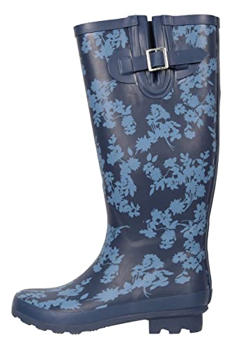 Mountain Warehouse Botas de Agua Altas Estampadas para Mujer - Calzado Impermeable para Lluvia con Forro de algodón - para Senderismo, Actividades al Aire Libre Azul Marino Talla Zapatos Mujer 38 EU