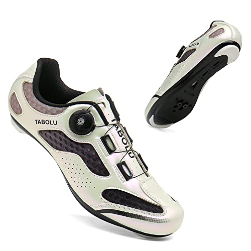 Zapatillas de ciclismo para mujeres hombres,zapatillas de ciclismo SPD para carretera,zapatillas de ciclismo con cordones compatibles con SPD Look Delta,zapatillas de ciclismo,White-7UK=(255mm)=41EU