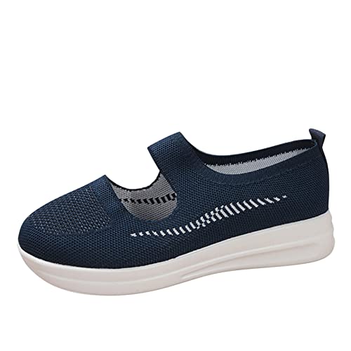 Moda Otoño Mujeres Zapatos Deportivos Mosca Tejido Malla Transpirable sin Cordón Cómodo Fondo Plano Ligero Color Sólido Bota Compatible con Moto Mujer en Auto Y Compatible con Moto, a, 40 EU