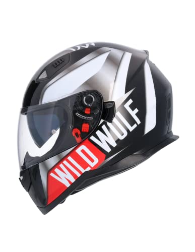 SHIRO HELMETS Casco Moto Integral ECE Homologado Wild Wolf Negro SH881 EDICION Limitada Negro Casco con Doble Visera Solar Casco Hombre Casco Mujer Casco Unisex M