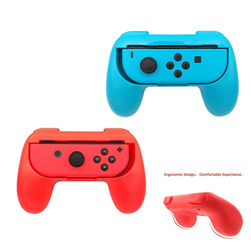 2 x Joy-con resistente al agua Kit de agarre asas para Interruptor controlador (azul + rojo)