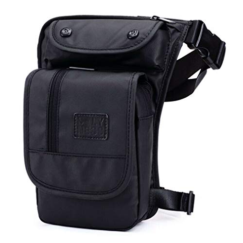 Xieben Motocicleta Bolsa de Pierna de Gota para Hombres Mujeres Paquete de La Cintura del Muslo Viaje Pesca Senderismo Ciclismo Al Aire Libre Bolsa de múltiples Funciones Negro