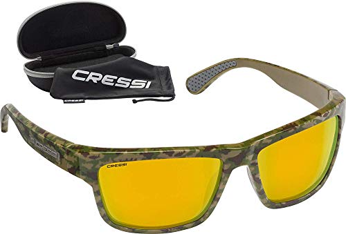 Cressi Ipanema Sunglasses Gafas de Sol Deportivo, Adultos Unisex, Camuflaje Verde/Lentes espejadas Naranja, Talla única