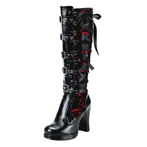 Zapatos Fashion Cross Arcos Gothic Boots Cosplay kneeth Plataforma Cuero Atado Botas de Mujeres Botas Mujer Jeans