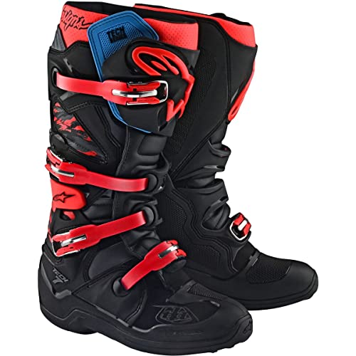 Troy Lee Designs Botas Alpinestars Tech-7, Negro Rojo Rocket, 10