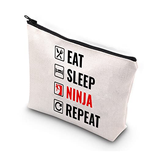 PLITI Funny Ninja Gifts Ninja Fan Gift Ninja Bolsa de cosméticos Comer dormir Ninja Repeat Bolsa de cremallera para Ninja Girl, Ninja Repeat Bu