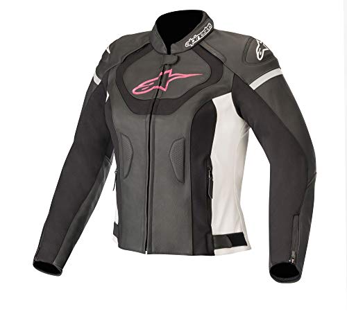 Alpinestars Chaqueta moto Stella Jaws V3 Leather Jacket Black White Fuchsia, Negro/Blanco/Fuchsia, 42