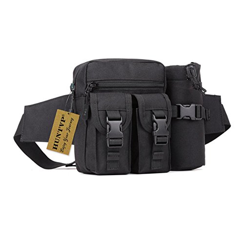 Huntvp Bolso de Cintura Mochila Táctical Bolso de Cintura Bolsa Riñonera Bandolera Cinturón Estilo Militar Bolso de Múltiple Función Riñoneras para Herramientas Mochila Ejércita Bolso, Negro