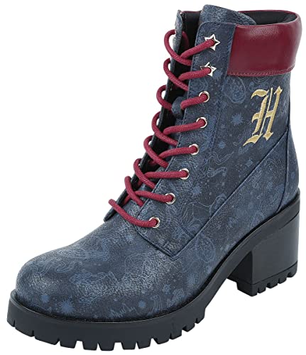 HARRY POTTER Hogwarts Mujer Botas de Cordones Azul Oscuro EU39 Poliuretano