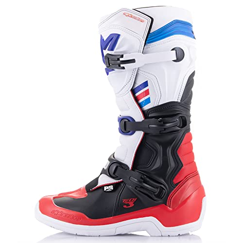 Alpinestars Tech 3 Botas de motocross (Black/White/Red/Blue,8 (42))