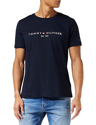 Tommy Hilfiger Logo Tee, Camiseta Hombre, Azul (Sky Captain), M