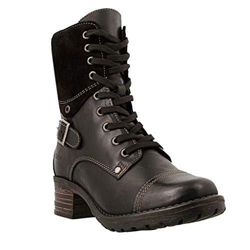 TEELONG - Botas de motocicleta para mujer, estilo casual, para mujer, con tacones, a la moda, para mujer, Black, 38 EU