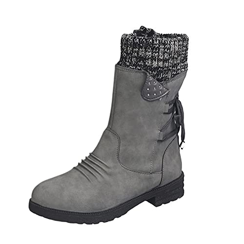 Dasongff Botines de mujer modernos para moto con tacón de bloque cómodo para mujer, botas de tobillo para otoño e invierno, botas de trabajo botas de nieve