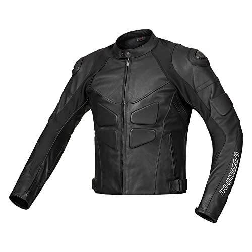 Bohmberg Chaqueta de moto cuero genuino - Con protectores extraíbles - Diseñado en Berlín - 100% Cuero - L