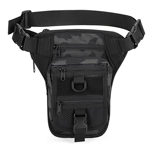 Huntvp Bolsa de Pierna Táctical Bolsa de Lona Militar Riñonera Bicicleta Motocicleta MOLLE para Hombres Mujeres Caza Correr Ciclismo Senderismo, Tipo 7-Camo