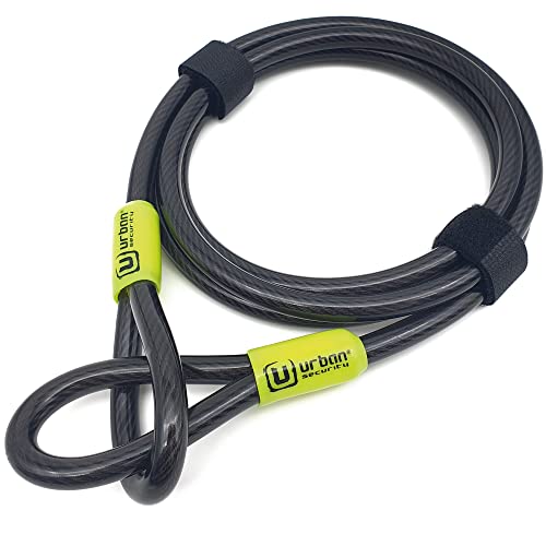 URBAN UR462L Cable de Seguridad Acero Flexible Universal para Bici o Patinete Ø 10mm 200cm Antirrobo Doble lazo para Fijar Ruedas Sillín Bicicleta Multifunción