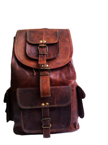 Jaald 40 Cm Mochila Backpack Salveque Morral Valija De Cuero Piel Marrón Para Portátil Ordenador, Impermiable Casual Espalda Uso Escolar Senderismo Viaje Regalo Hombres Mujeres Leather