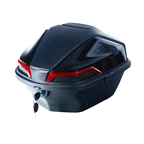 RDBSMGX Baúl de Moto 28l PP Engrosado Baúl de Moto Rígido Doble Mosquetón Reforzado Baúl de Moto Scooter Impermeable con Respaldo Y Accesorios