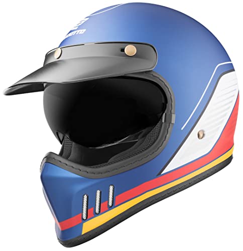 Bogotto FF980 EX-R Casco Caferacer Cross (Blue/Red/White,L)