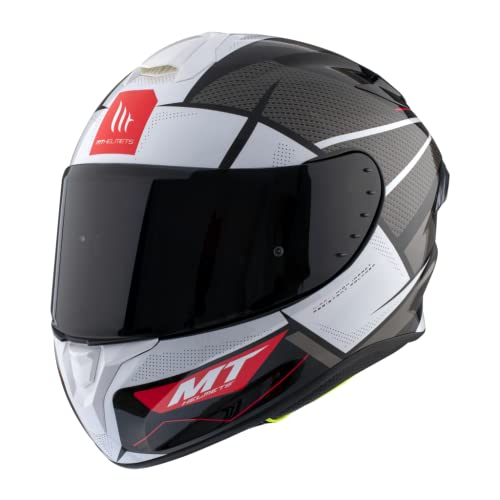 Casco Marca MT Modelo Targo Pro Podium FF106 Blanco y Negro Homologado Unisex Talla S 55/56