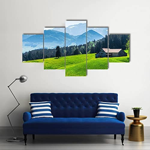 WAGYU 5 piezas impresiones en lienzo Paisaje alpino con pico Saentis 5 Piezas Cuadro sobre Lienzo,cuadro en lienzo 5 piezas,Pintura Decoración 5 Piezas,HD Mural Moderno Decor Hogareña,200x100cm