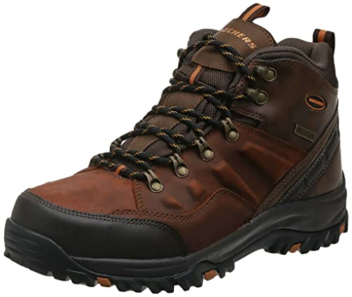 Skechers RELMENT TRAVEN, Botas de senderismo para Hombre, Dark Brown Leather, 43 EU