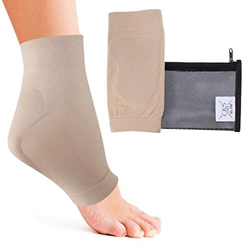 CRS Cross Aquiles Heel Sleeve – Funda acolchada de gel de compresión para cojín y protección de golpes Haglunds, tendinitis de Aquiles y bursitis (talla única)