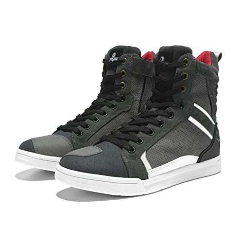 BORLENI Botas Moto de Cuero Hombre Zapatos Moto Protectoras de Motocross Road Street Motocicleta Casual Zapatillas Transpirables Suela Antideslizante