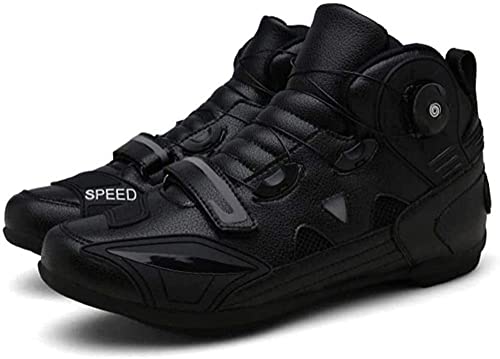 KUXUAN Calzado de Ciclismo para Hombre Offroad Racing Car Calzado de Bicicleta Protectora Carretera Motocicleta Al Aire Libre Botas de Caballero,Black-1-9.5UK/44EU/10US