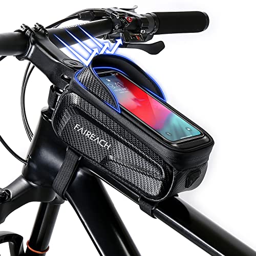 FAIREACH olsa Bici con Soporte para Telefono Móvil, Soporte Movil Bicicleta, Bolso Bicicleta Impermeable y con Ventana para Pantalla Táctil, para iPhone, Samsung y Otros Smartphones de hasta 6,8''