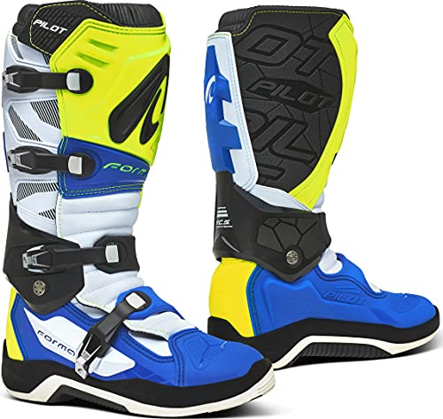 Forma Forc590-789811-47, Botas de Motociclista Unisex Adulto, Amarillo, Blanco y Azul, 47 EU