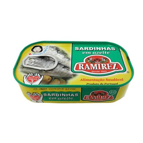 Juego de 3 latas de sardinas portuguesas RAMIREZ en aceite de oliva + en salsa de tomate + en salsa de tomate picante