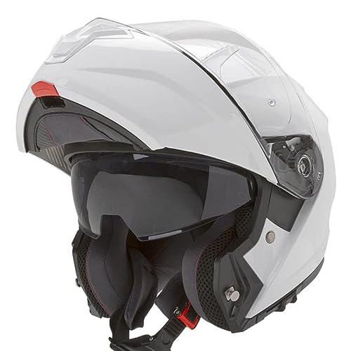 GARIBALDI G100 Blanco - Casco de Moto Modular Integral P/J + Pinlock - Casco con Visor Solar Homologado ECE (M)