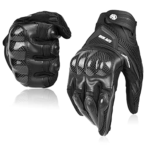 Guantes de Moto Transpirables Verano Off-road Racing Guantes de Moto de Cuero con Nudillos Completos Protección Almohadilla Pantalla Táctil.